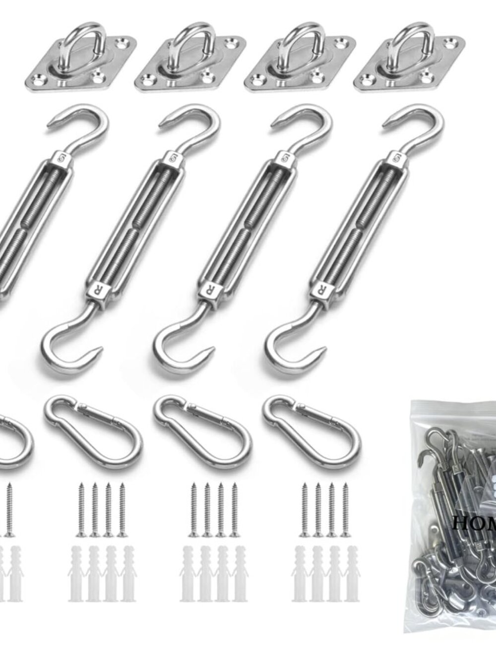 Awning Attachment Set, Heavy Duty Sun Shade Sail Stainless Steel Hardware Kit fo